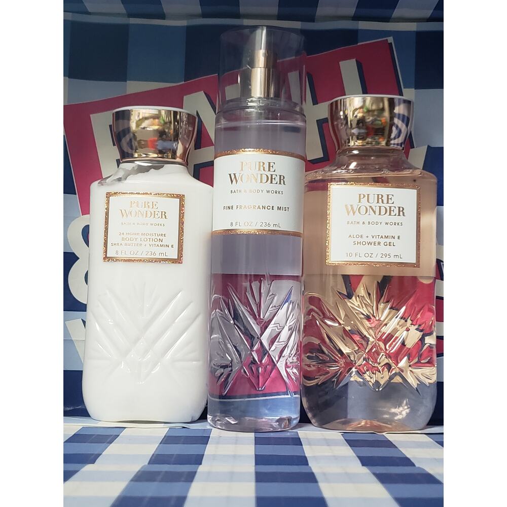BBW Pure Wonder Fine Fragrance Mist Body Wash Body Cream - Body Care Bundle